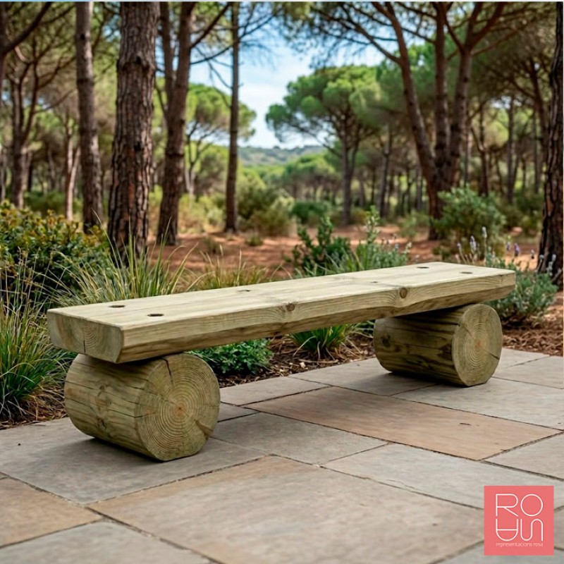 Banc de fusta rústic 2m sense respatller | Fusta massissa